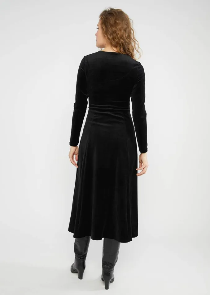 Blutsgeschwister Midi Dress Velvet Glamour Heart Black Women Dresses