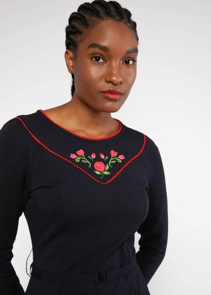 Blutsgeschwister Sweat Dress Home Sweet Folksy Black Women Dresses