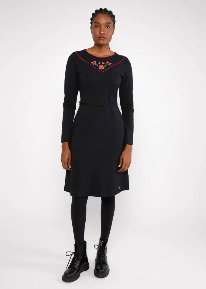 Blutsgeschwister Sweat Dress Home Sweet Folksy Black Women Dresses