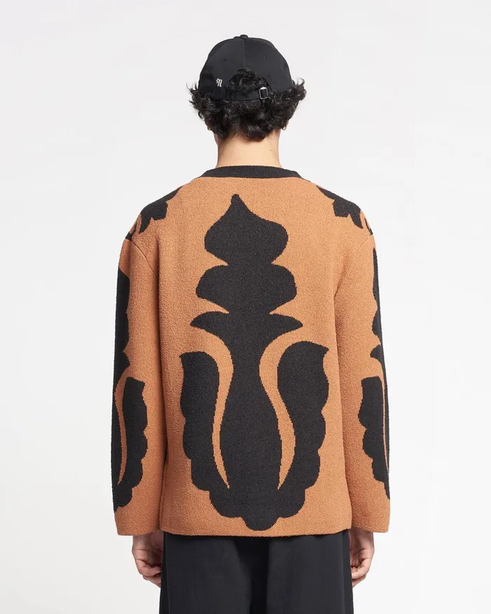 Boan TerryJacquard Cardigan BrownBlack Men Nanushka Knitwear