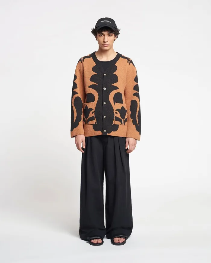 Boan TerryJacquard Cardigan BrownBlack Men Nanushka Knitwear