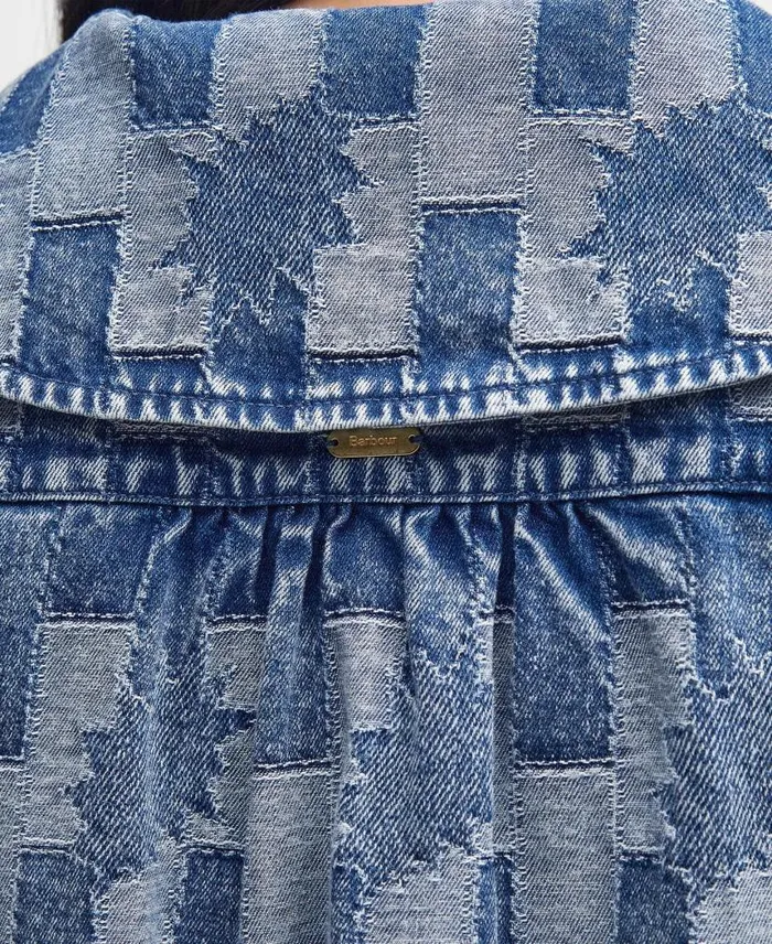 Bowhill Patchwork LongSleeved Denim Shirt Patchwork Denim Women Barbour Shirts and Blouses
