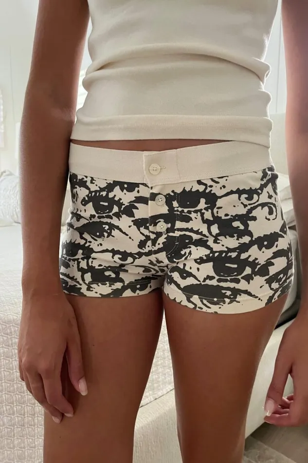 Boy Short Eye Underwear Ivory Women Brandy Melville Matching Sets