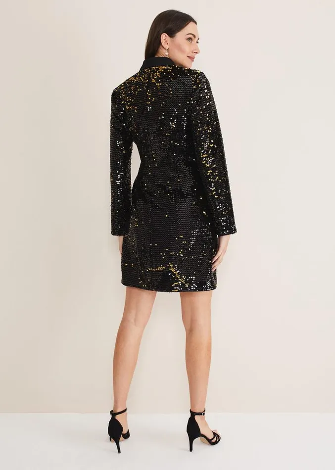 Brea Wrap Tuxe Sequin Dress Goldmulti Women Phase Eight Dresses