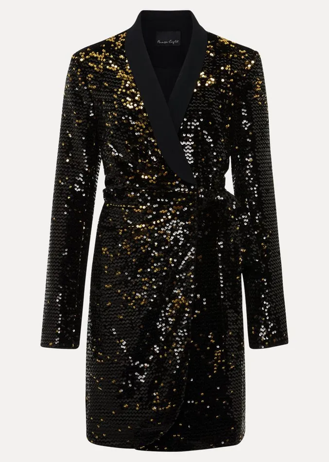 Brea Wrap Tuxe Sequin Dress Goldmulti Women Phase Eight Dresses