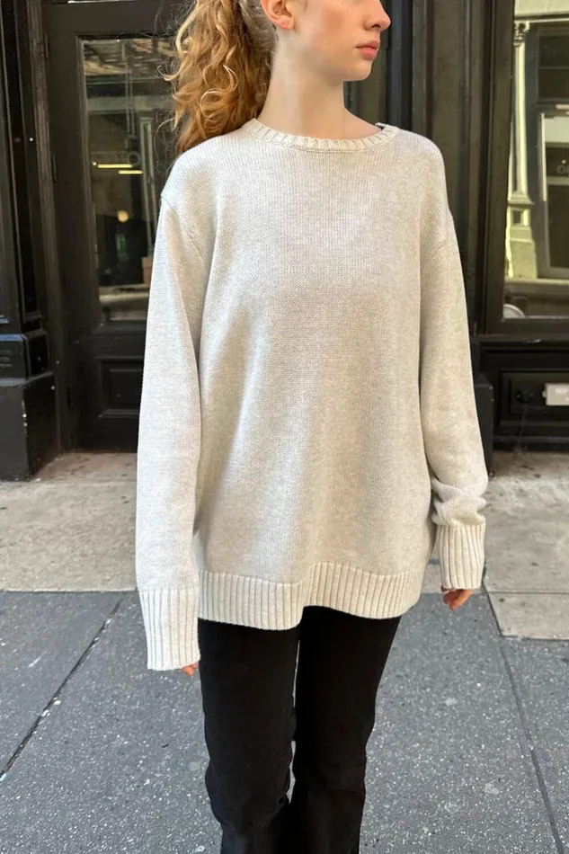 Brianna Cotton Sweater Silver Grey Women Brandy Melville Sweaters