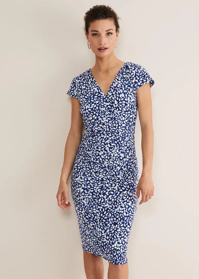 Brooke Printed Wrap Dress Bluemulti Women Phase Eight Dresses