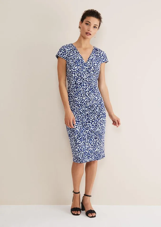 Brooke Printed Wrap Dress Bluemulti Women Phase Eight Dresses
