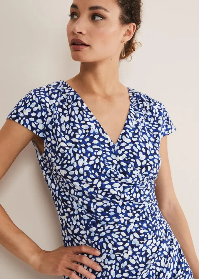 Brooke Printed Wrap Dress Bluemulti Women Phase Eight Dresses