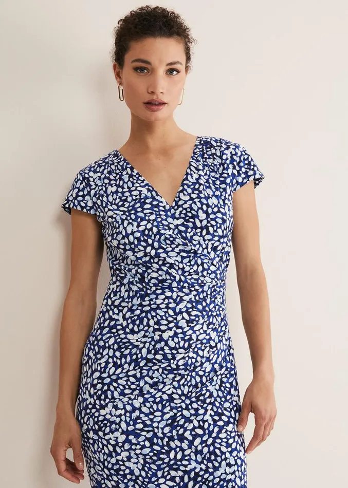 Brooke Printed Wrap Dress Bluemulti Women Phase Eight Dresses