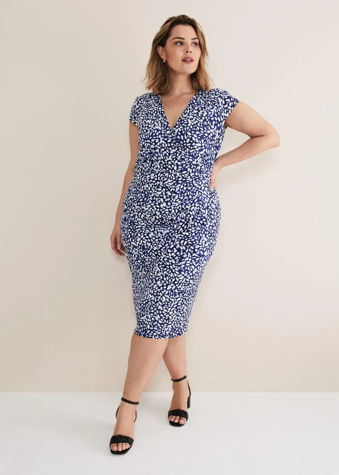 Brooke Printed Wrap Dress Bluemulti Women Phase Eight Dresses