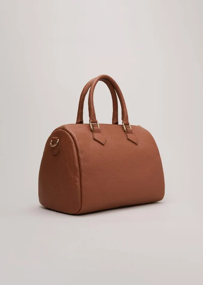 Brown Leather Bowling Bag Camel Women Phase Eight Bags and Clutches