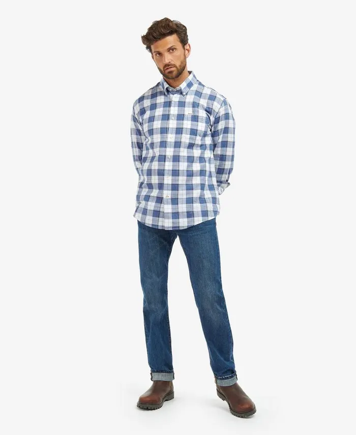 Broxfield Regular LongSleeved Checked Shirt Classic Blue Men Barbour Shirts