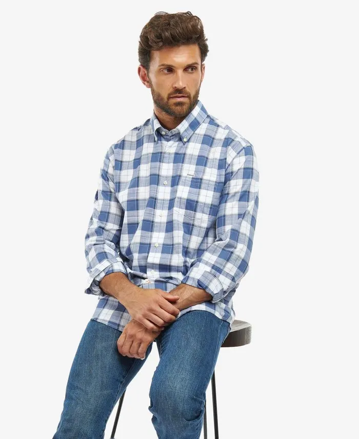 Broxfield Regular LongSleeved Checked Shirt Classic Blue Men Barbour Shirts