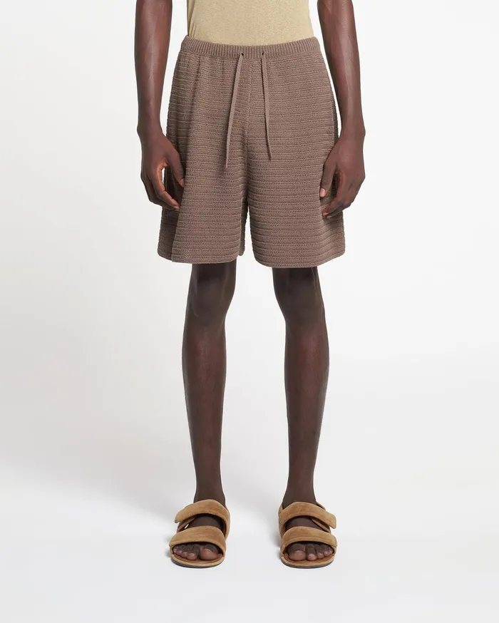 Caden Linear Crochet Shorts Fossil Brown Men Nanushka Shorts