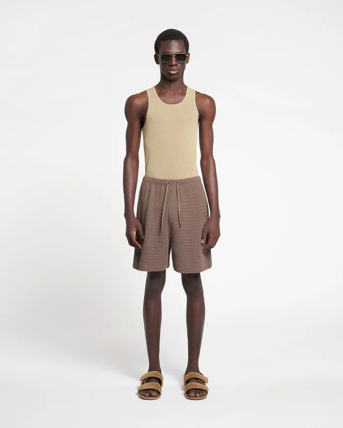 Caden Linear Crochet Shorts Fossil Brown Men Nanushka Shorts