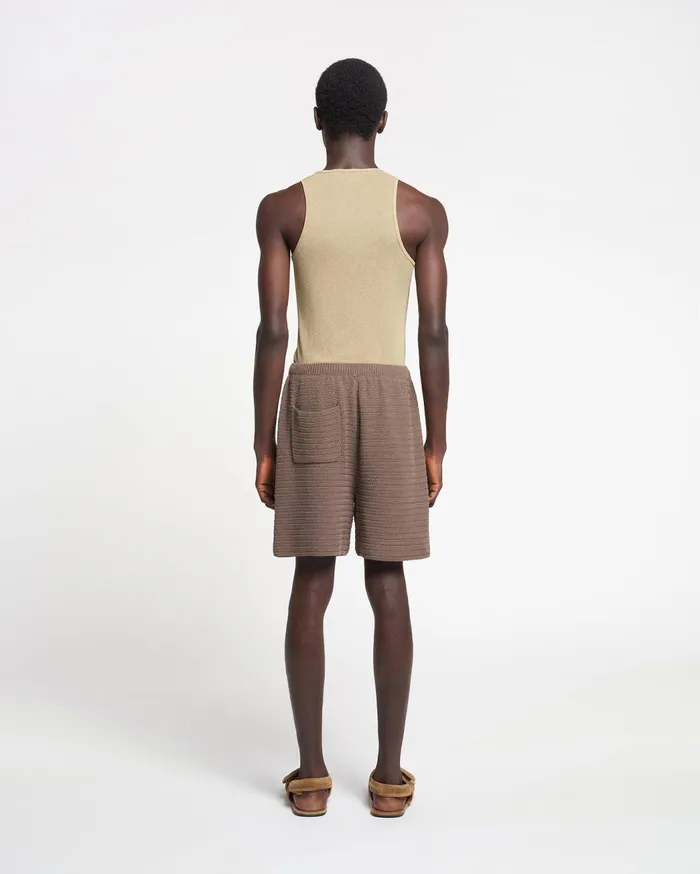 Caden Linear Crochet Shorts Fossil Brown Men Nanushka Shorts