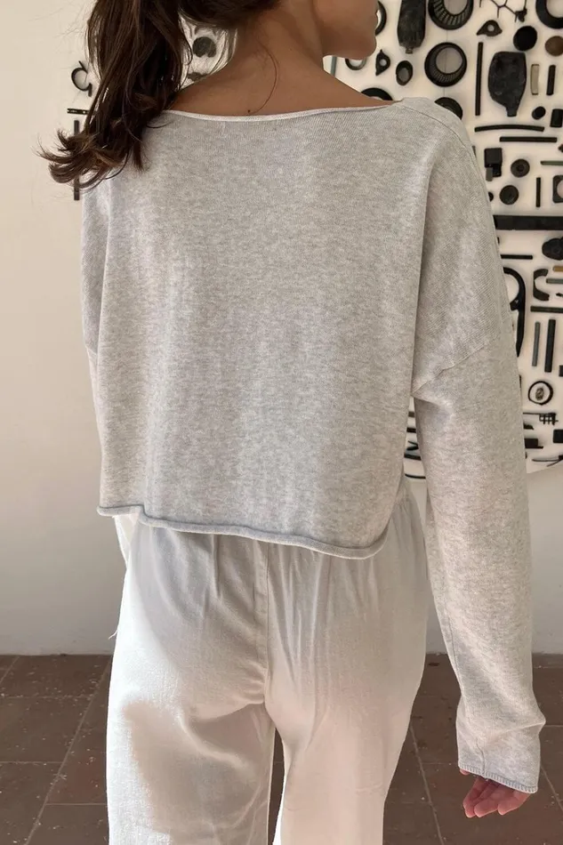 Cameron Cropped Sweater Silver Grey Women Brandy Melville Tops