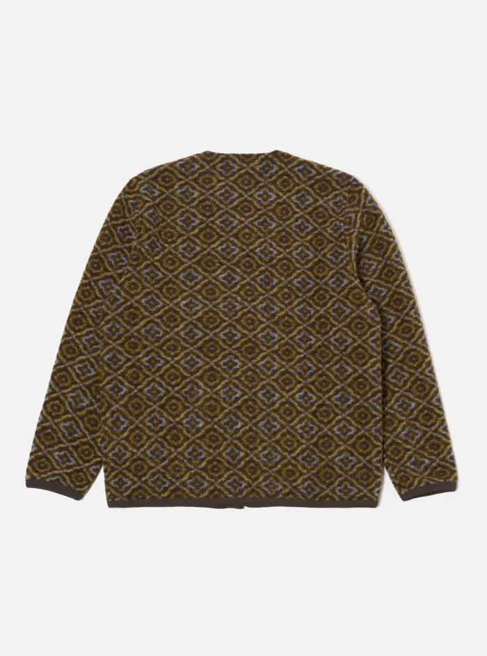 Cardigans Men Universal Works Universal Works Cardigan In Brown Geometric Fleece