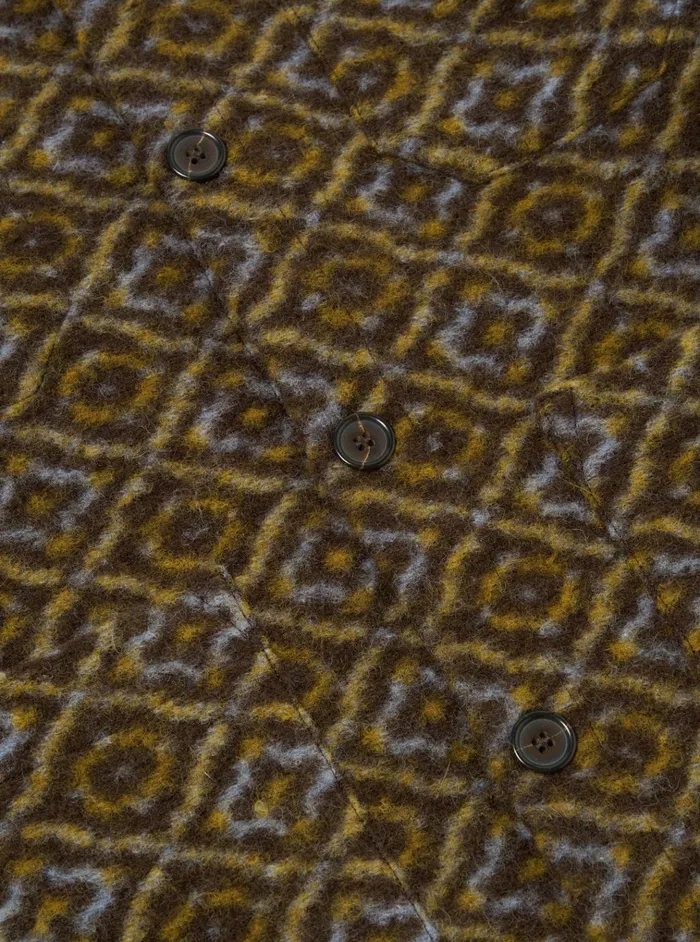 Cardigans Men Universal Works Universal Works Cardigan In Brown Geometric Fleece