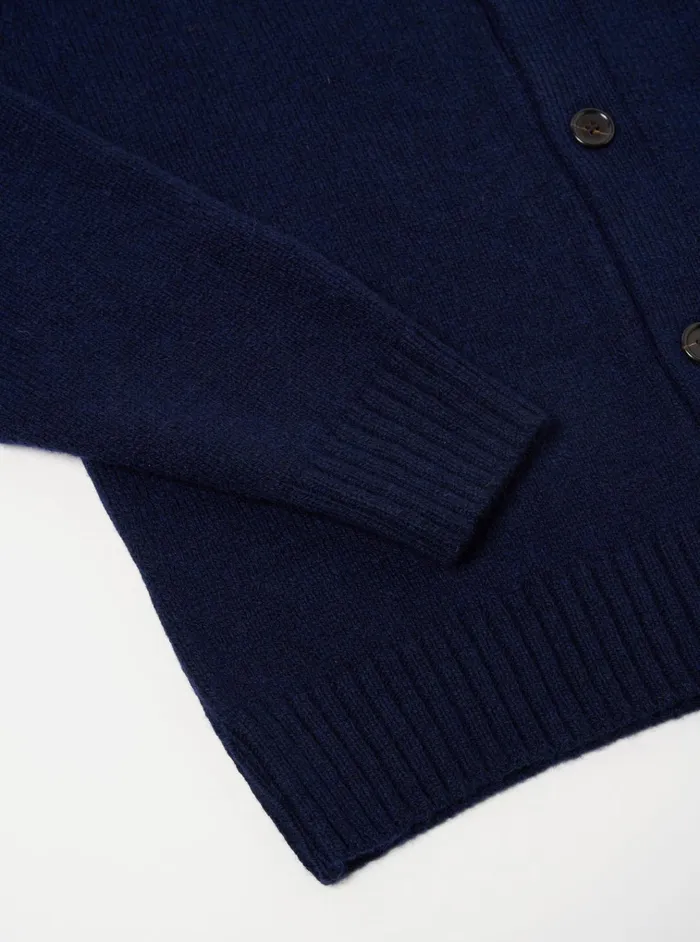 Cardigans Men Universal Works Universal Works David Cardigan In Navy Eco Wool