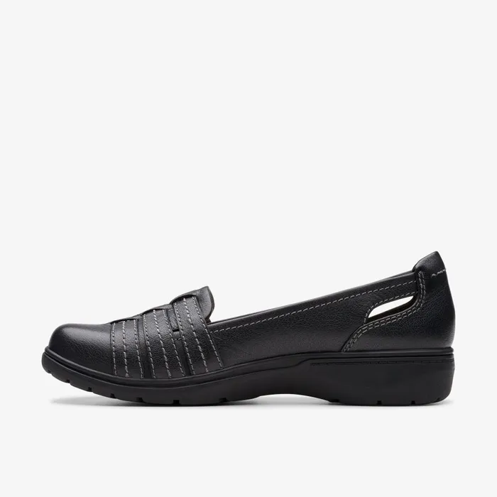 Carleigh Eliza Black Leather Women Clarks Flats