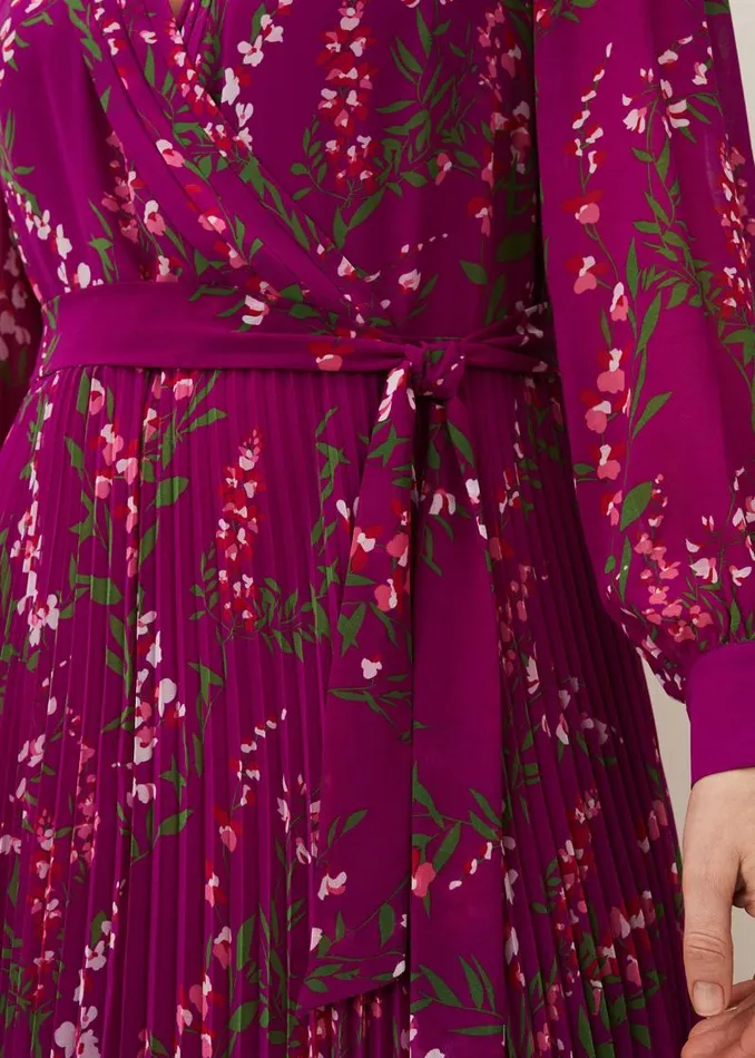 Carmen Pleated Maxi Dress Bright Plum Women Phase Eight Dresses