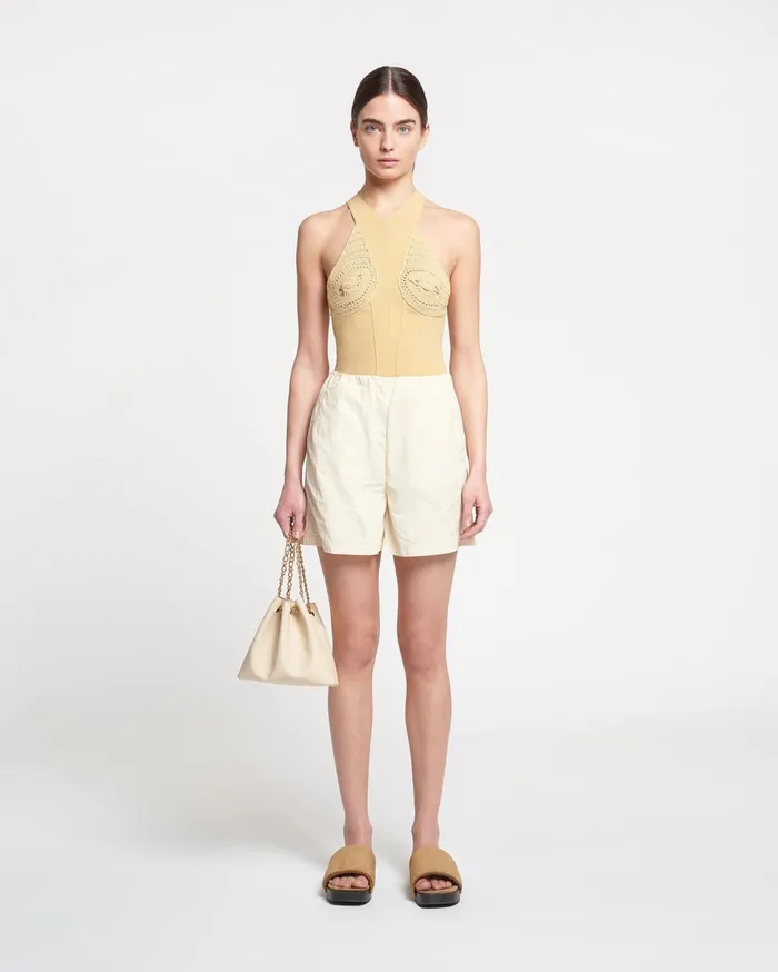 Carmine Crocheted RibbedKnit Top Sun Yellow Women Nanushka Knitwear