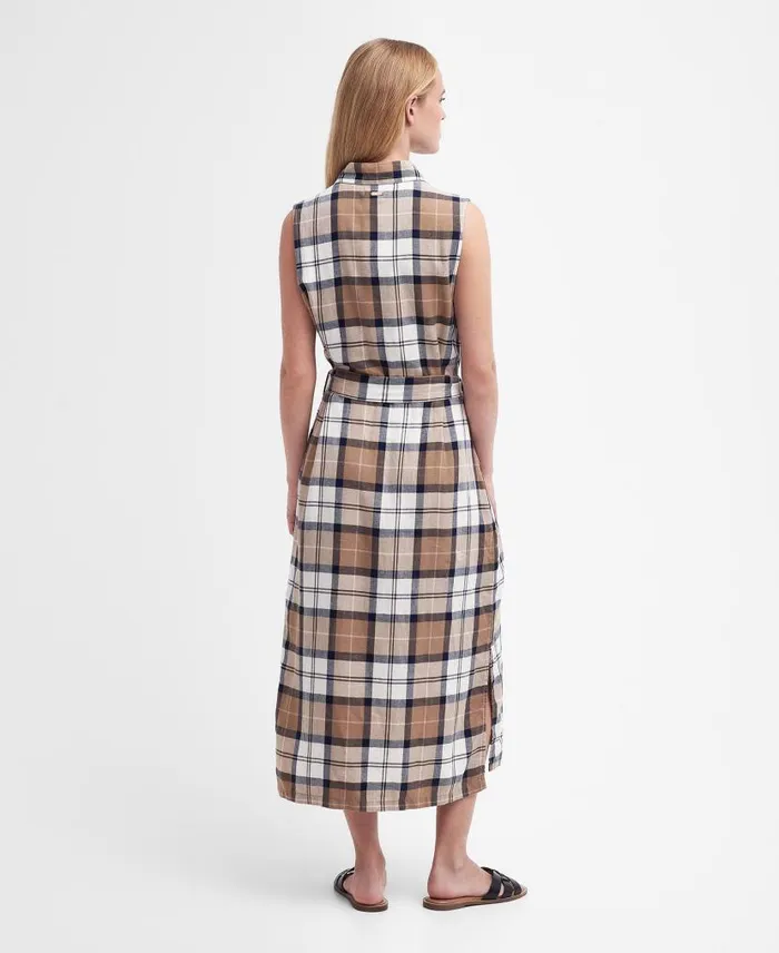 Caroline Tartan Midi Dress Primrose Hessian Tartan Women Barbour Dresses and Skirts