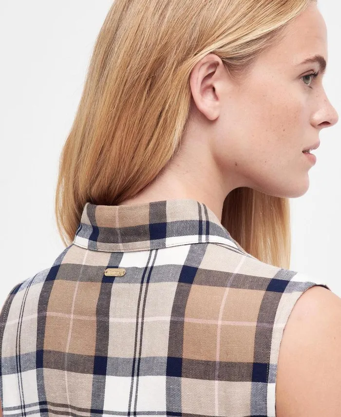 Caroline Tartan Midi Dress Primrose Hessian Tartan Women Barbour Dresses and Skirts