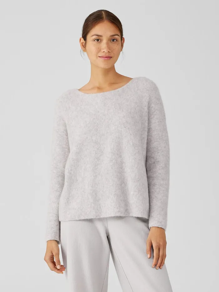 Cashmere Silk Bliss Boatneck Top Pearl Women Eileen Fisher Sweaters and Cardigans