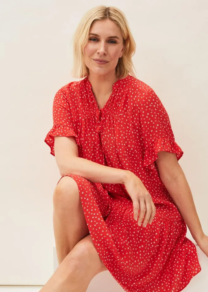 Cassia Print Swing Dress Red Women Phase Eight Dresses