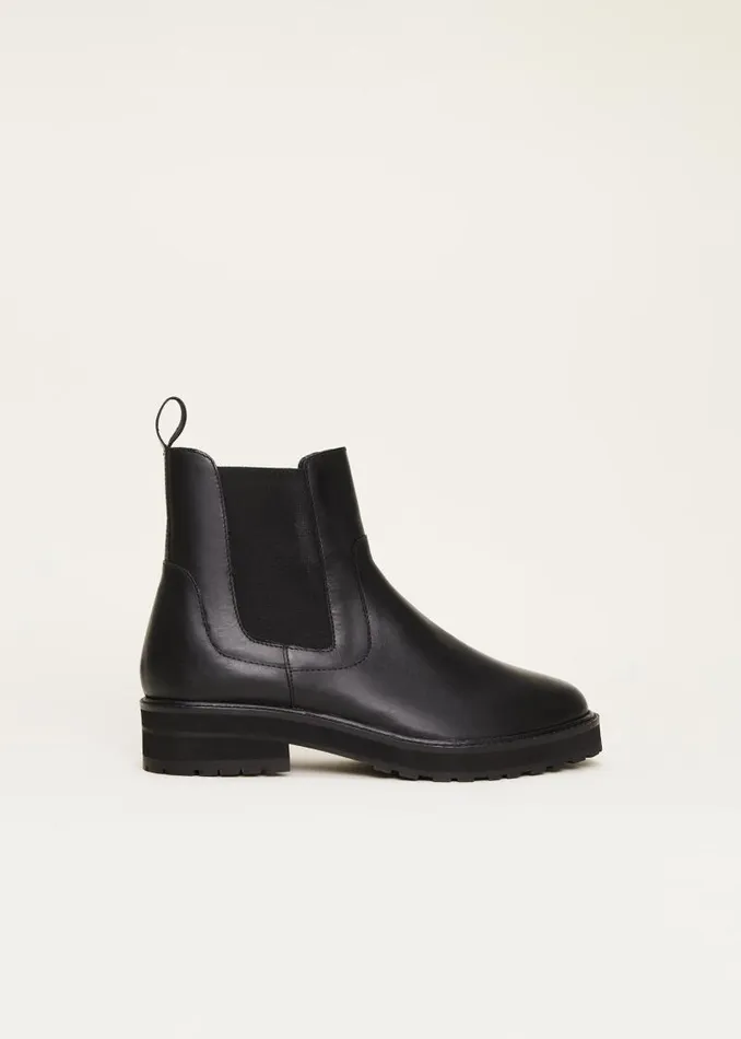 Casual Leather Pull On Ankle Boots Black Women Phase Eight Heels