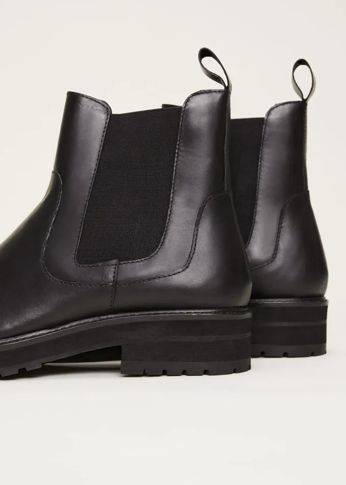 Casual Leather Pull On Ankle Boots Black Women Phase Eight Heels