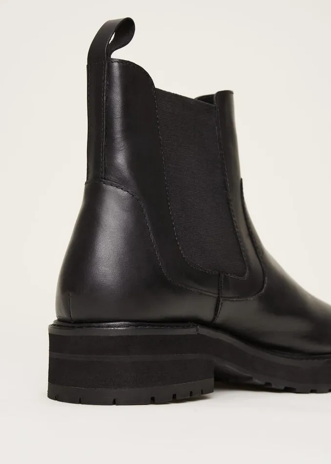 Casual Leather Pull On Ankle Boots Black Women Phase Eight Heels