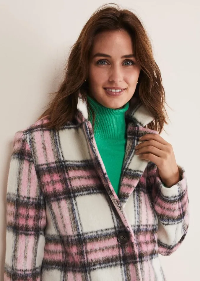 Catriona Checked Coat Multipink Women Phase Eight Coats