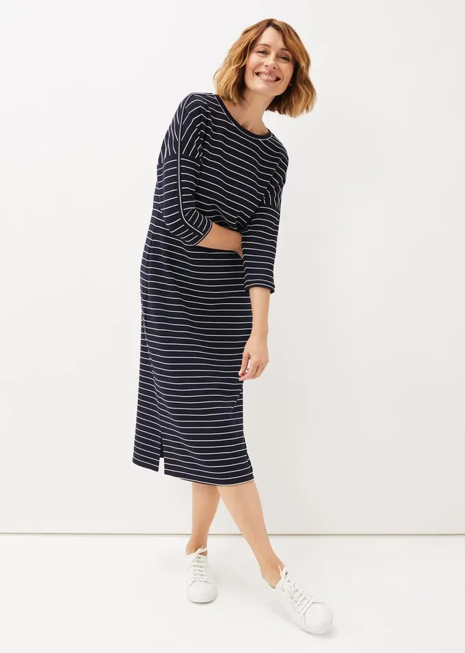 Cecile Stripe Midi Jersey Dress Navyivory Women Phase Eight Dresses