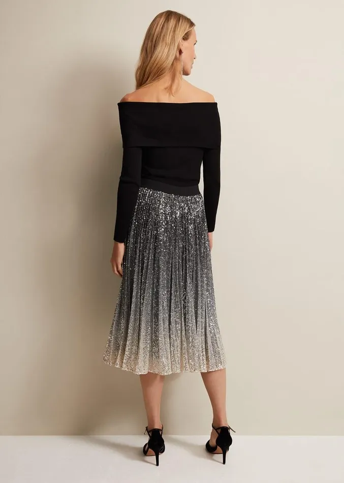 Celeste Sequin Ombre Pleated Midi Skirt Multicoloured Women Phase Eight Skirts Celeste Sequin Ombre Pleated Midi Skirt Multicoloured Women Phase Eight Skirts