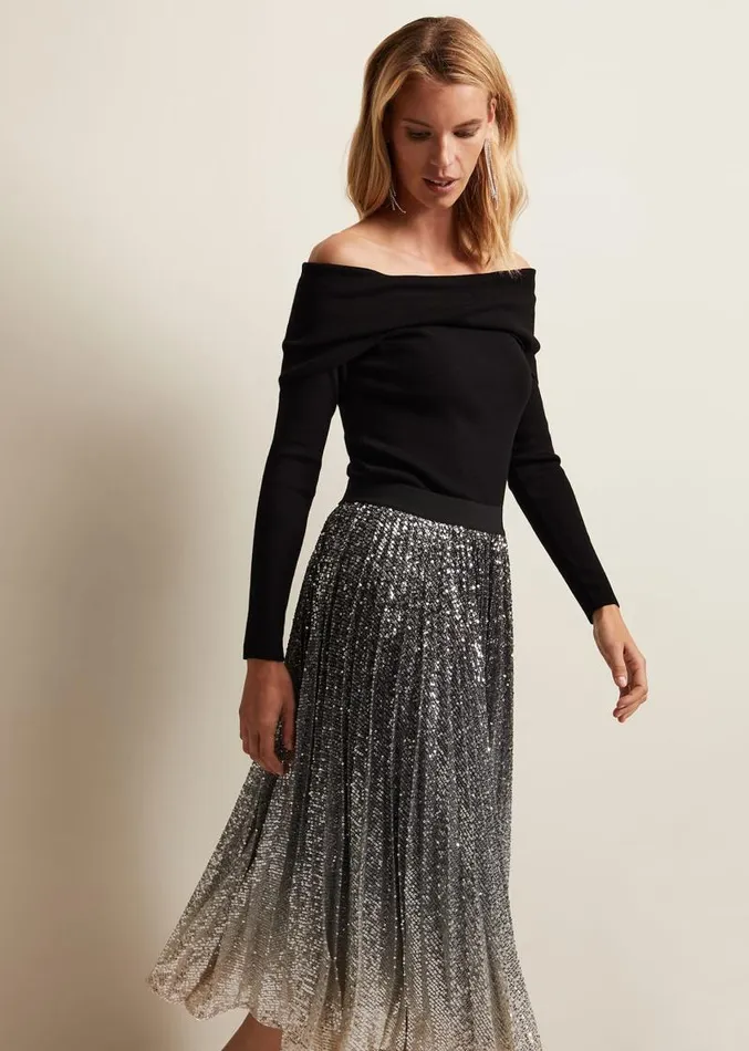 Celeste Sequin Ombre Pleated Midi Skirt Multicoloured Women Phase Eight Skirts Celeste Sequin Ombre Pleated Midi Skirt Multicoloured Women Phase Eight Skirts