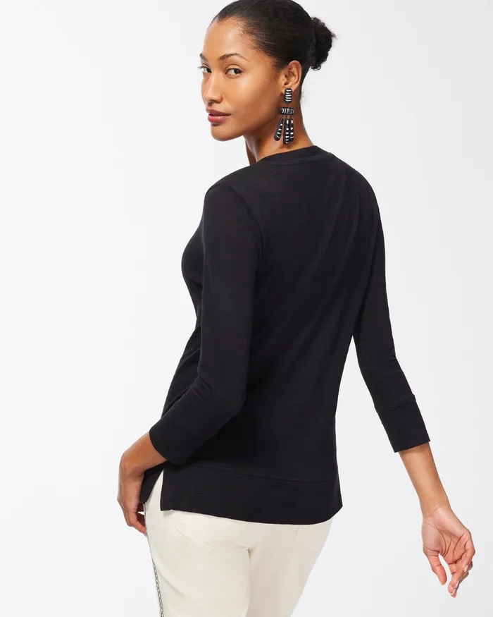Chico039s 34 Sleeve Slub Tee Alabaster Women Tees