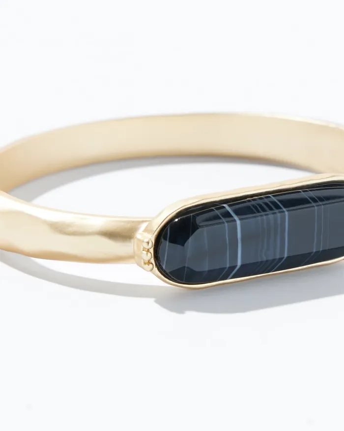 Chico039s Black Agate Hinge Bracelet BlackGold Women Bracelets