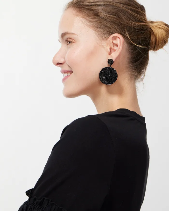 Chico039s Black Glam Drop Earrings Black Women Earrings