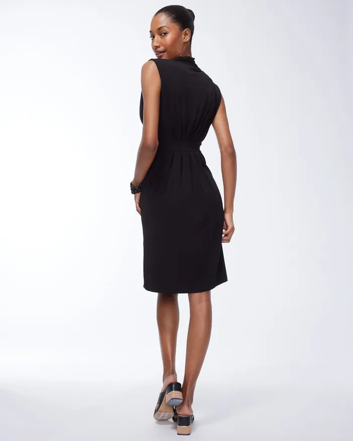 Chico039s Black Pleated Short Dress Black Women Dresses and Skirts