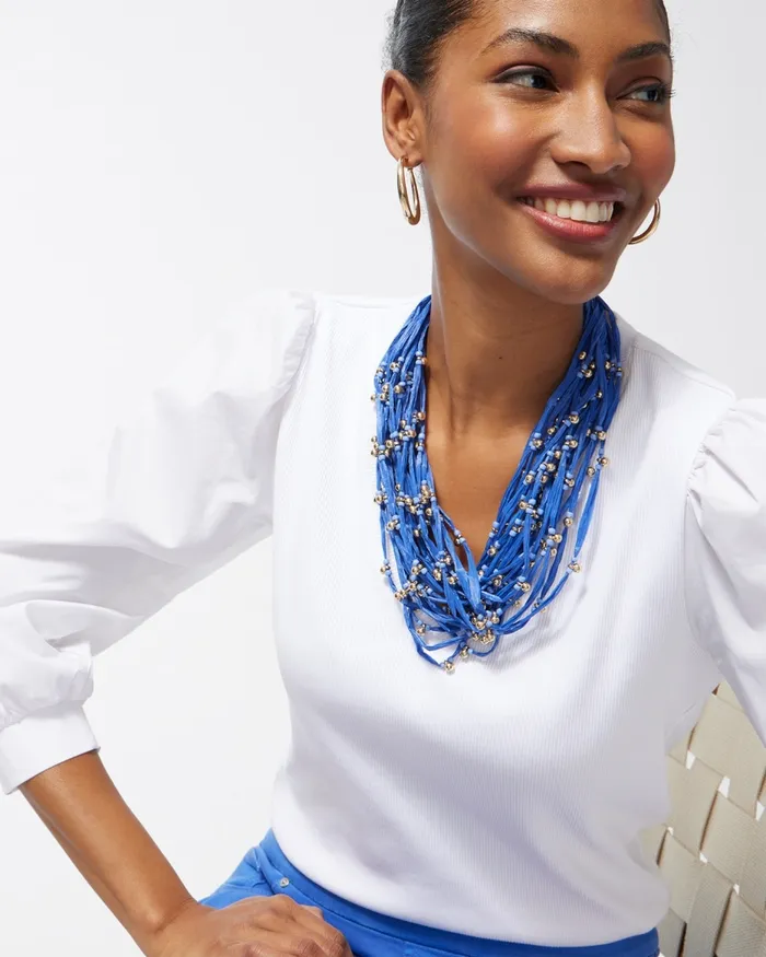 Chico039s Blue and White Multistrand Necklace Blue Women Necklaces