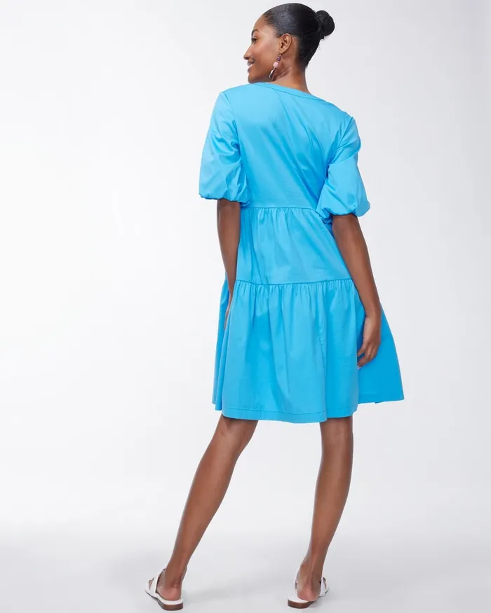 Chico039s Blue Poplin Dress Poolside Blue Women Dresses and Skirts