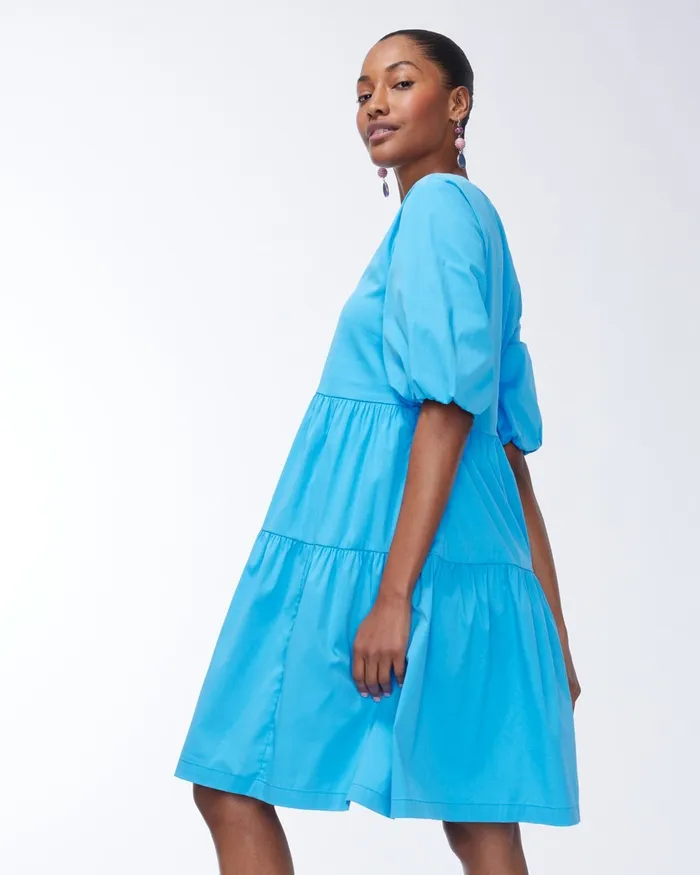 Chico039s Blue Poplin Dress Poolside Blue Women Dresses and Skirts