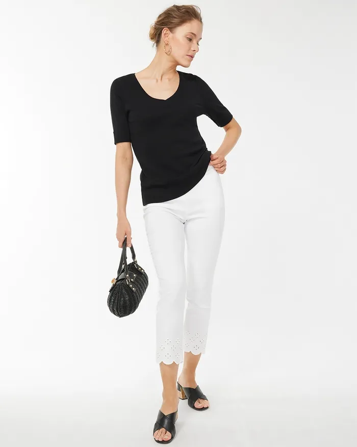 Chico039s Brigitte Scallop Hem Crops Alabaster Women Pants