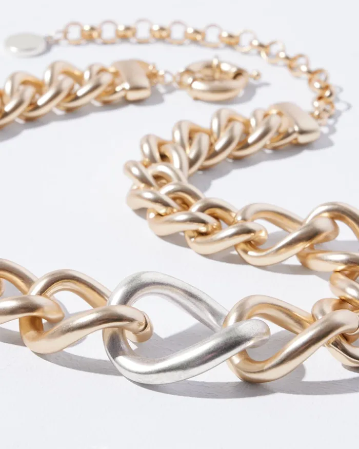 Chico039s Chain Link Bib Necklace Mixed Metals Women Necklaces