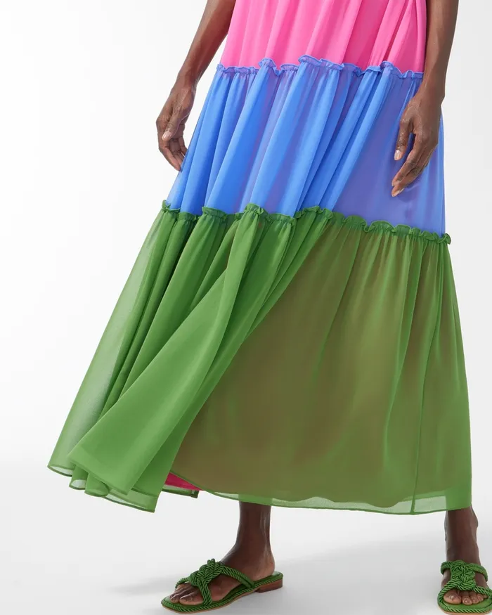 Chico039s Colorblock Halter Maxi Dress Multi Women Dresses and Skirts