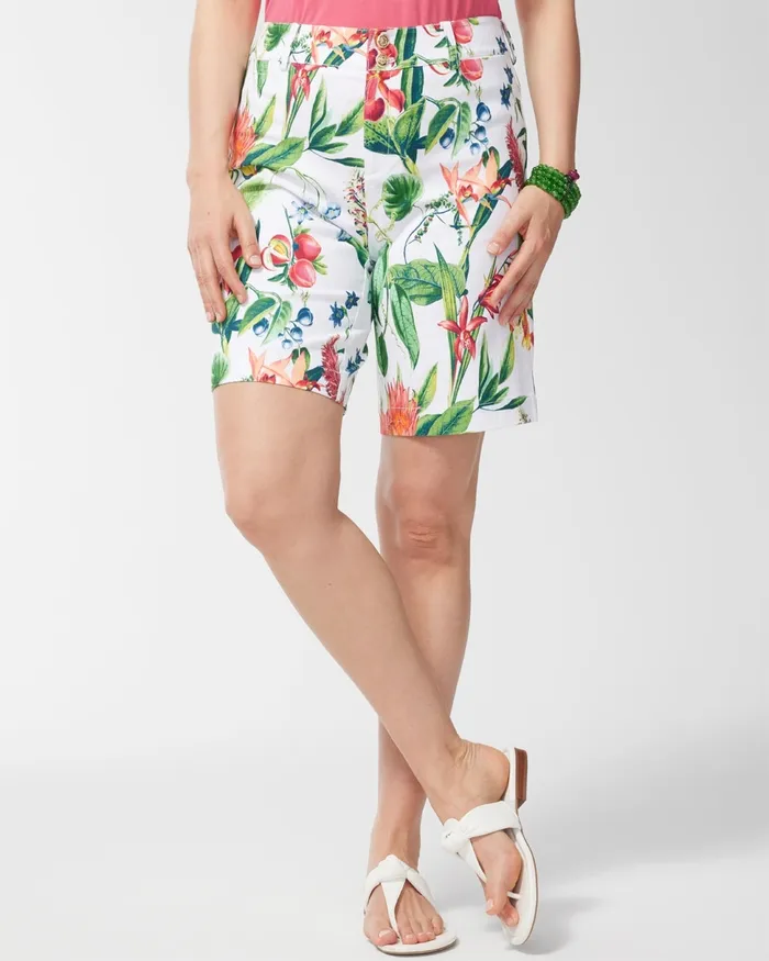 Chico039s Floral Shorts AlabasterBotanic Berry Women Pants
